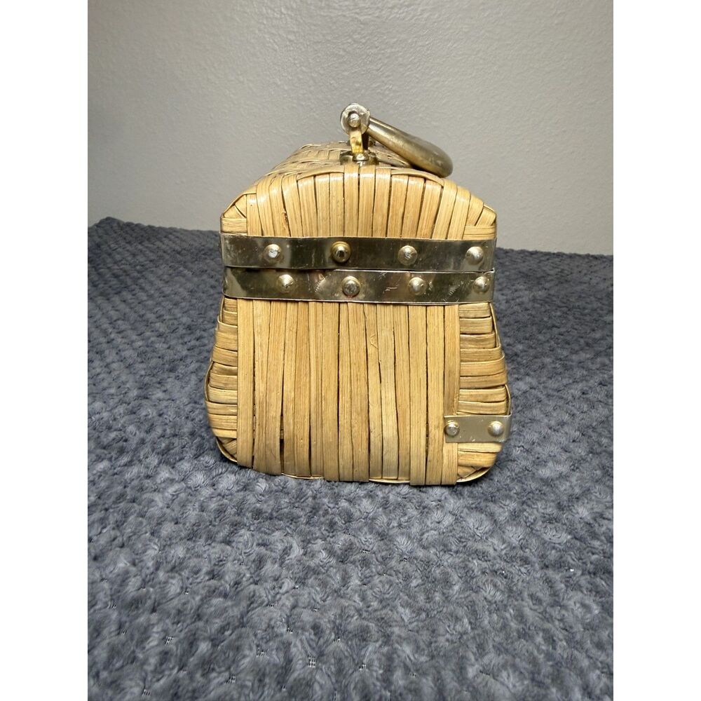 Vintage 1960s Encore Wicker Rattan Box Purse Made in Hong Kong